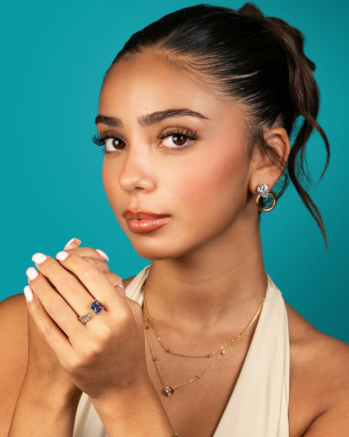Halo Drop Stud Earrings