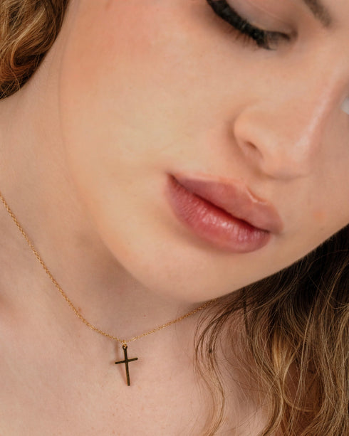 Golden Cross Petite Necklace