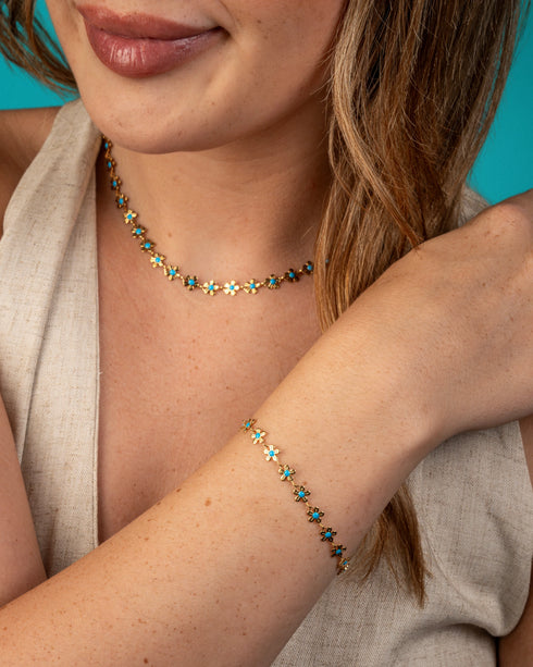 Blue Daisy Bracelet