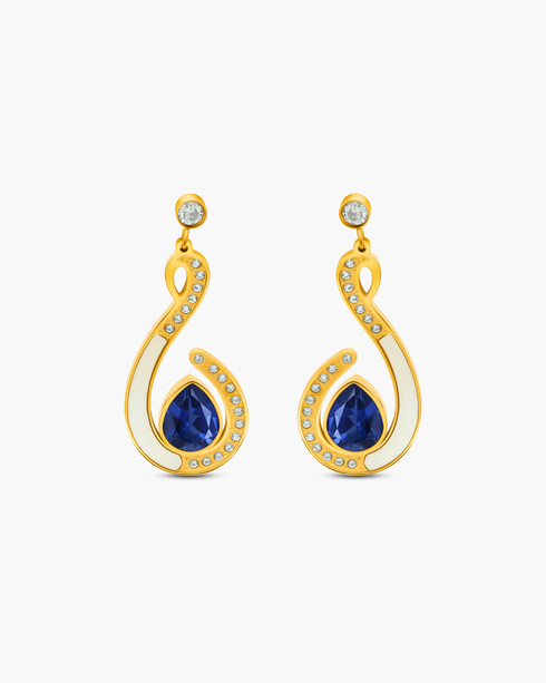 Pearled Embrace Statement Earrings (Sapphire)