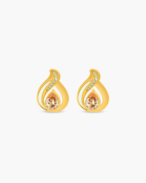 Pearled Embrace Stud Earrings (Champagne)
