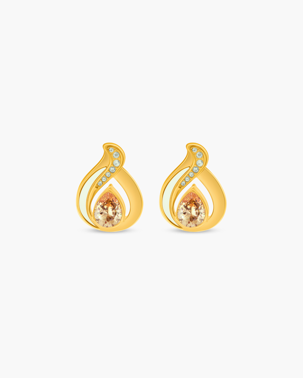 Pearled Embrace Stud Earrings (Champagne)