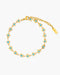 Gold bracelet with turquoise stones on a white background