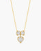 Gold necklace with heart-shaped pendants on a white background