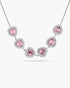 Necklace with pink heart-shaped stones on a white background