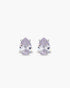 Pair of teardrop-shaped purple earrings on a white background