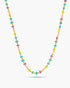 Colorful beaded necklace on a white background