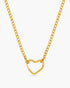 Gold heart-shaped pendant necklace on a white background