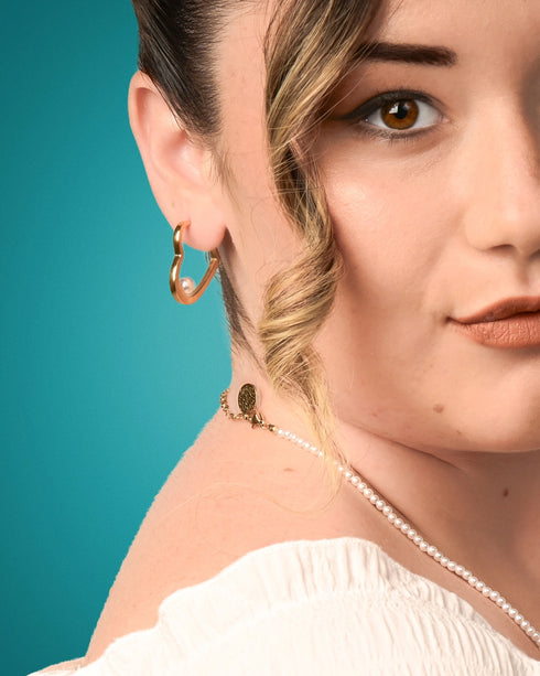 Perla di Cuore Hoop Earrings
