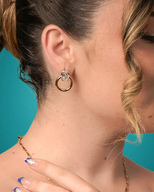 Halo Drop Stud Earrings