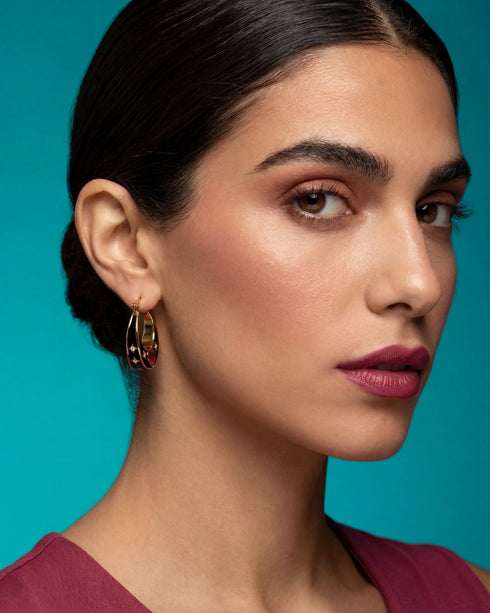 Starlit Heart Hoop Earrings