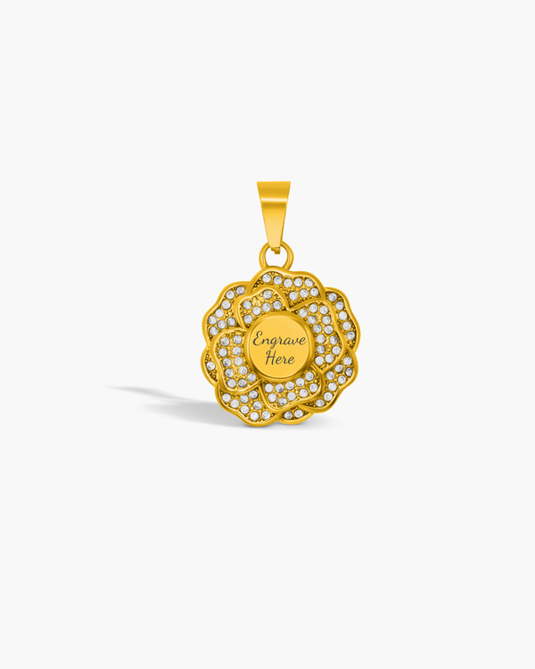 Golden Carnation Pavé Engravable Pendant