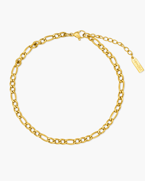 Gold chain anklet on a white background
