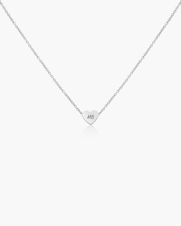 Dainty Heart Engravable Necklace Silver