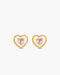 Heart-shaped earrings with pink gemstones on a white background