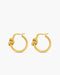 Gold hoop earrings with a knot design on a white background