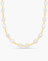 Pearl necklace with gold chain on a white background