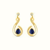 Pearled Embrace Statement Earrings (Sapphire)