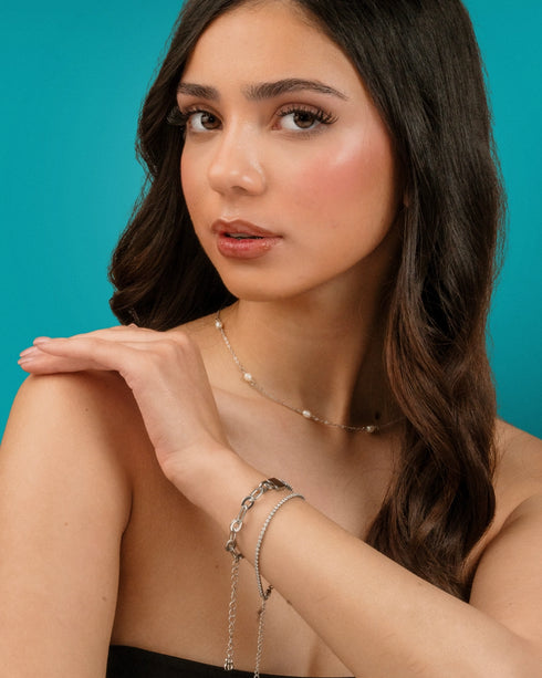 Elara Freshwater Pearl Necklace Silver