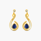 Pearled Embrace Statement Earrings (Sapphire)