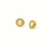 Golden Carnation Pavé Stud Earrings