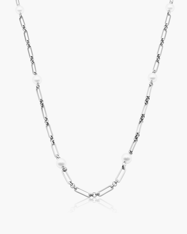 Avira Pearl Chain Necklace Silver