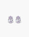 Pair of teardrop-shaped purple earrings on a white background