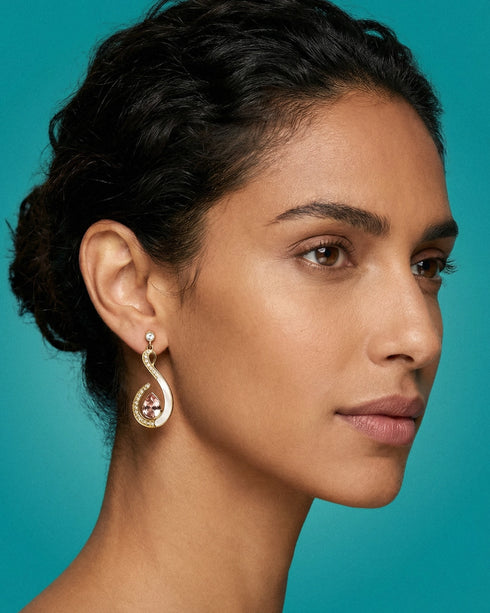 Pearled Embrace Statement Earrings (Champagne)