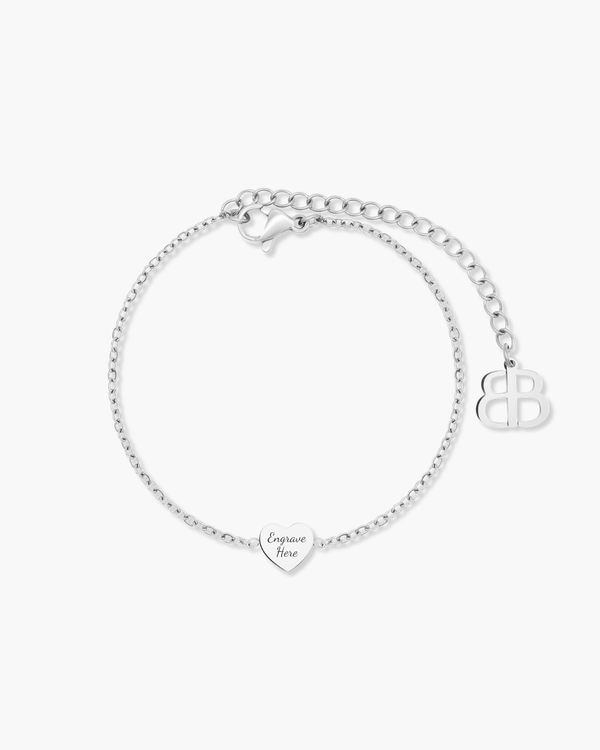 Dainty Heart Engravable Bracelet Silver