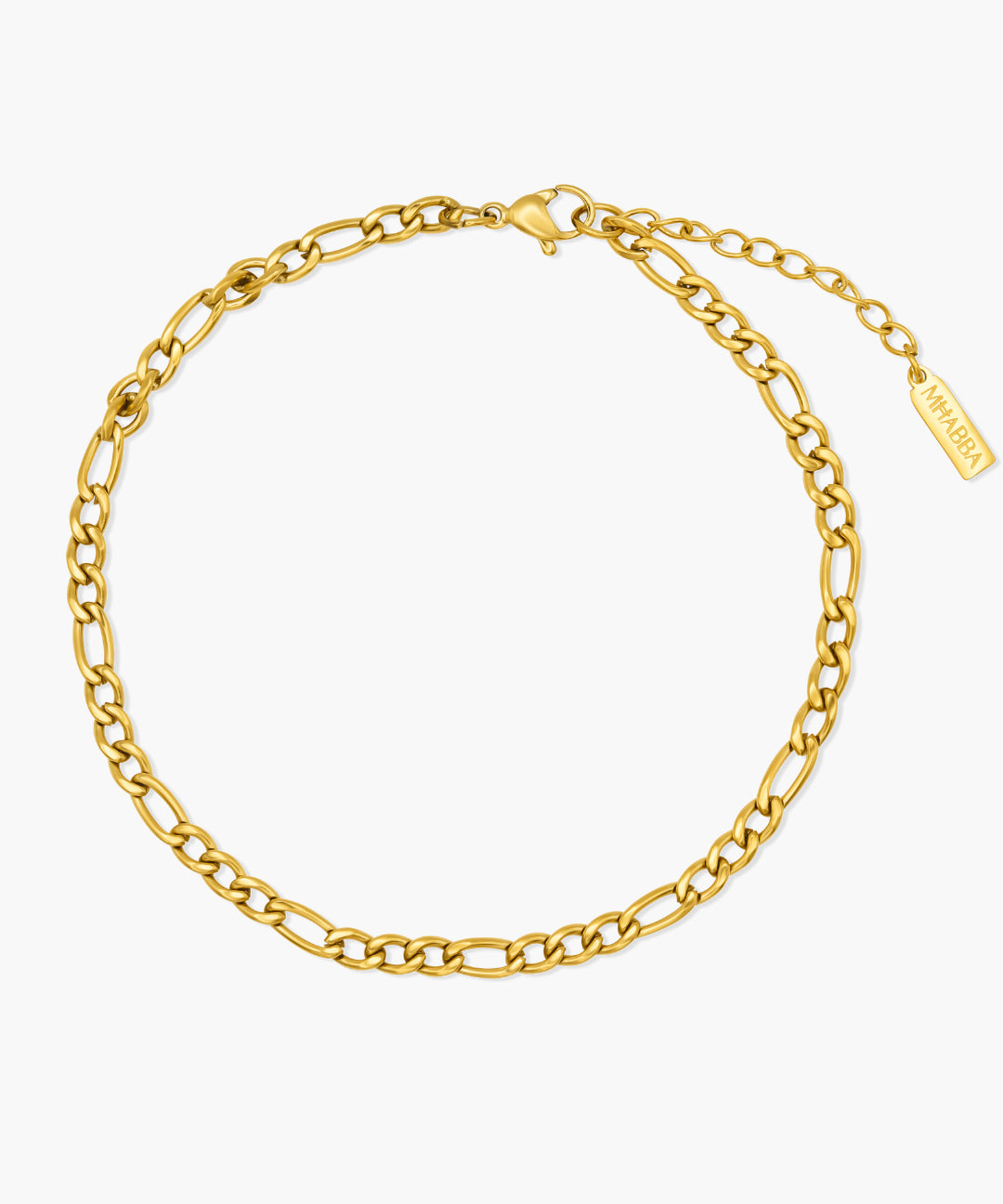 Gold chain anklet on a white background