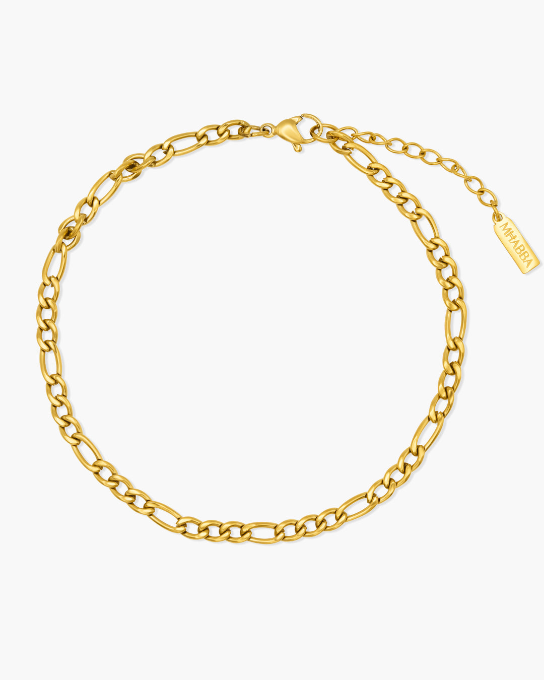 Gold chain anklet on a white background