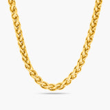 Gold chain necklace on a white background